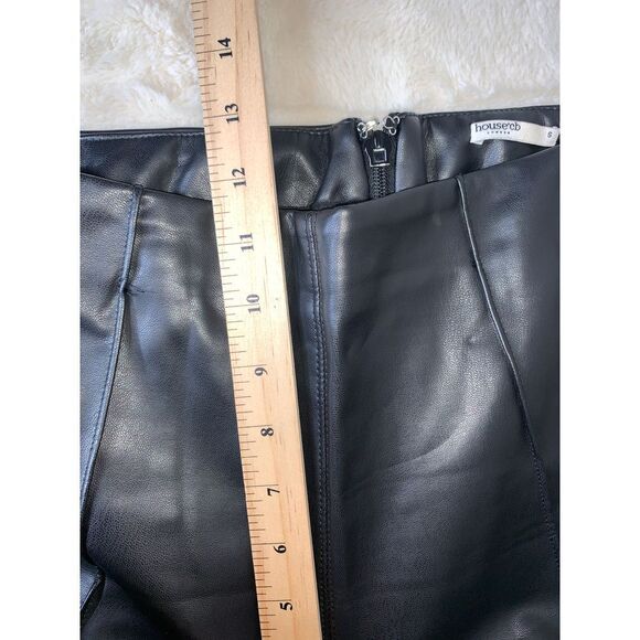House Of Cb London Trousers Womens S Black Elenaora Vegan Leather Lined Satin - Picture 10 of 11